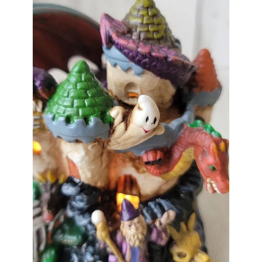 Vintage Dragon Castle ceramic wizard Halloween prop decor scary‎ skull